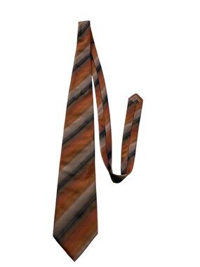 Angelo Stanganini Firenze Silk Tie Brown Copper Diagonal Stripe Made in Italy Y2